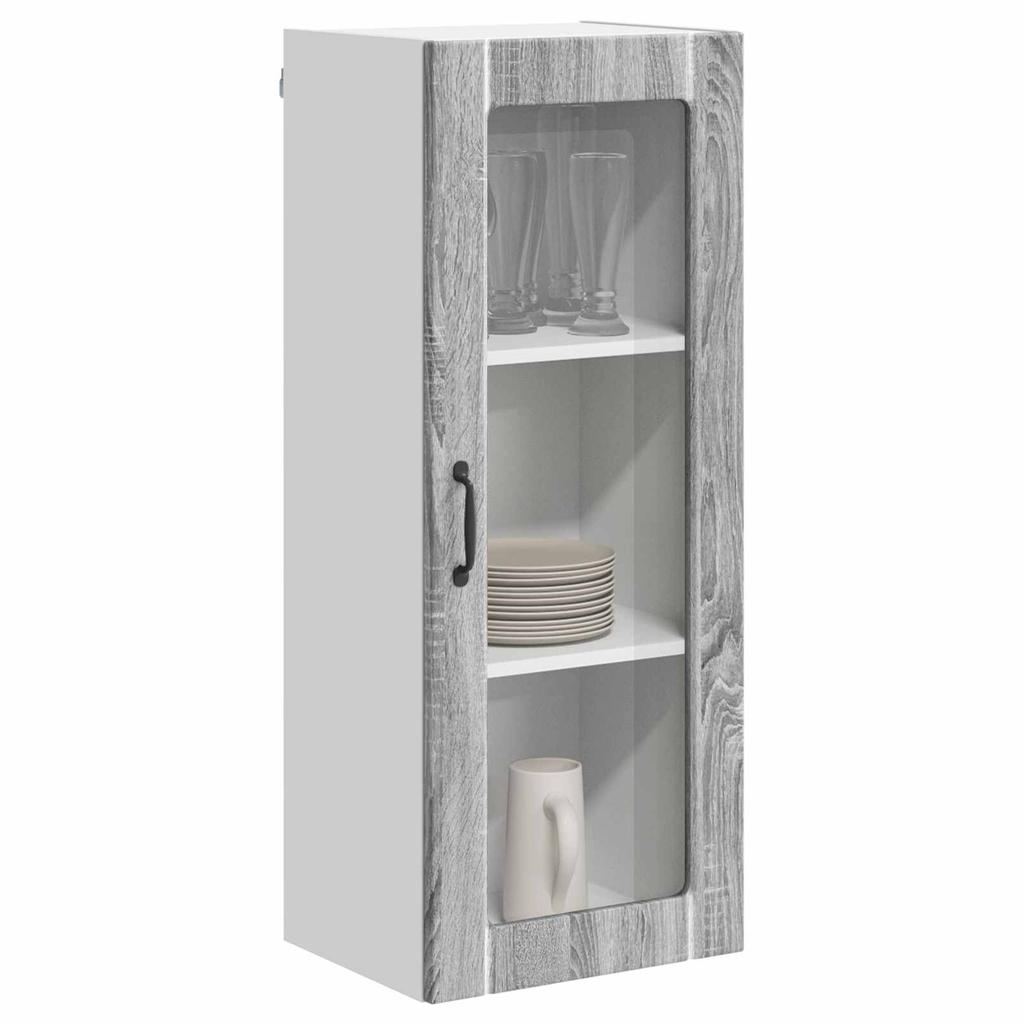 Wall Mounted Glass Cabinet LUCCA Grey Sonoma 40 x 31 x 100 cm