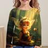 Детская одежда от 6 до 14 лет Dream Elves 3d Pattern 2023 Осенний детский топ для девочек Футболка Модные футболки с замком