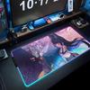 Miyabi Hoshimi Коврик для мыши RGB Игровой коврик для мыши Большой светодиодный коврик Настольный коврик для ПК Светящийся коврик для мыши Большие коврики для клавиатуры Настольный ковер С