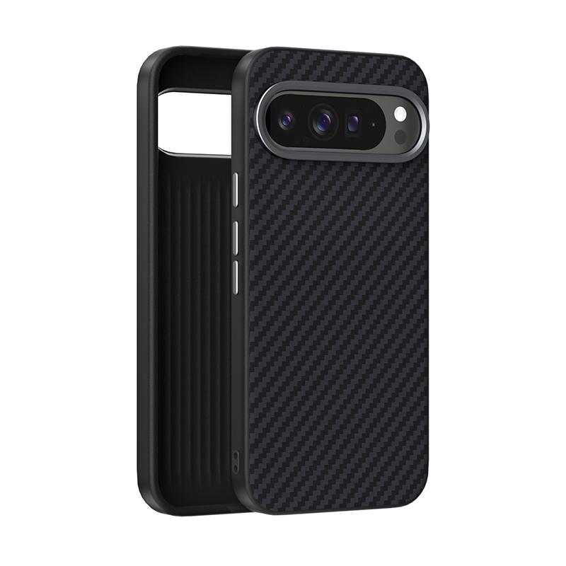 Чехол для Google Pixel 9 Pro XL Shockproo Magsafe Slim из жесткого сплава с магнитным беспроводным зарядным устройством из углеродного волокна, испытание на падение