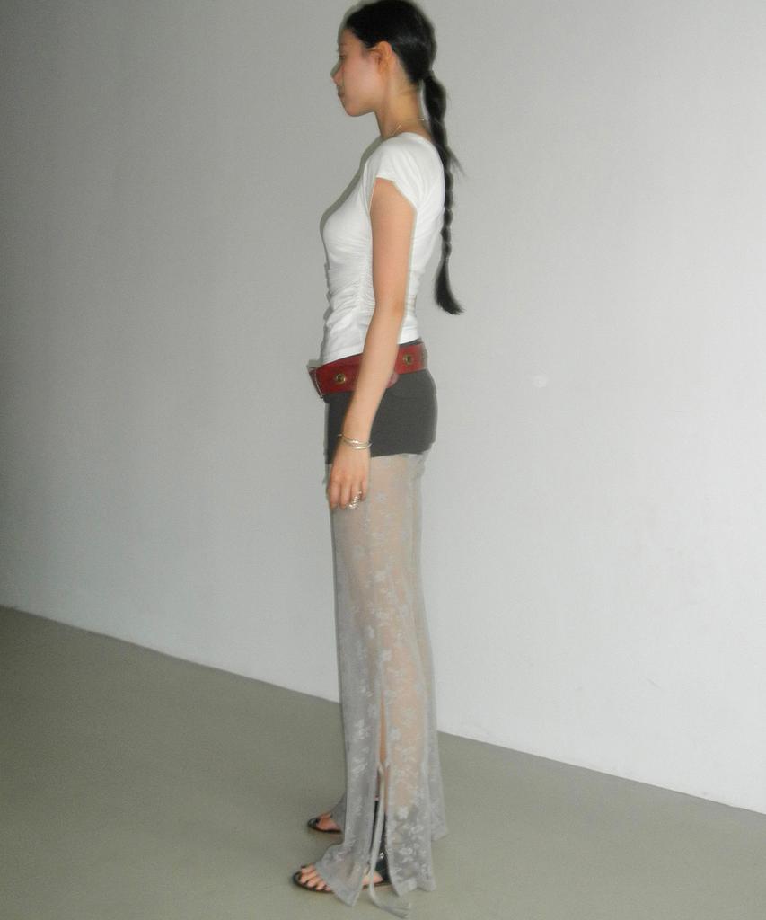 INSEOWL Lace Layered Skirt Pants - Charcoal
