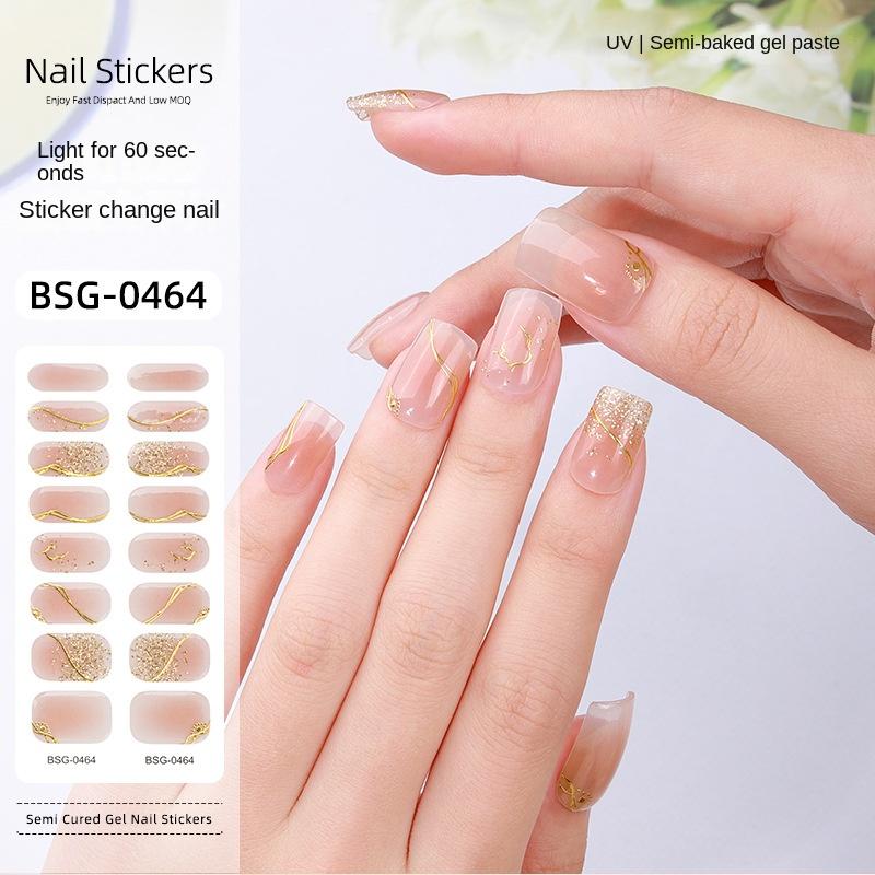 Gel Manicure Stickers Illuminated Semi-cured Nail Stickers Hot Stamping