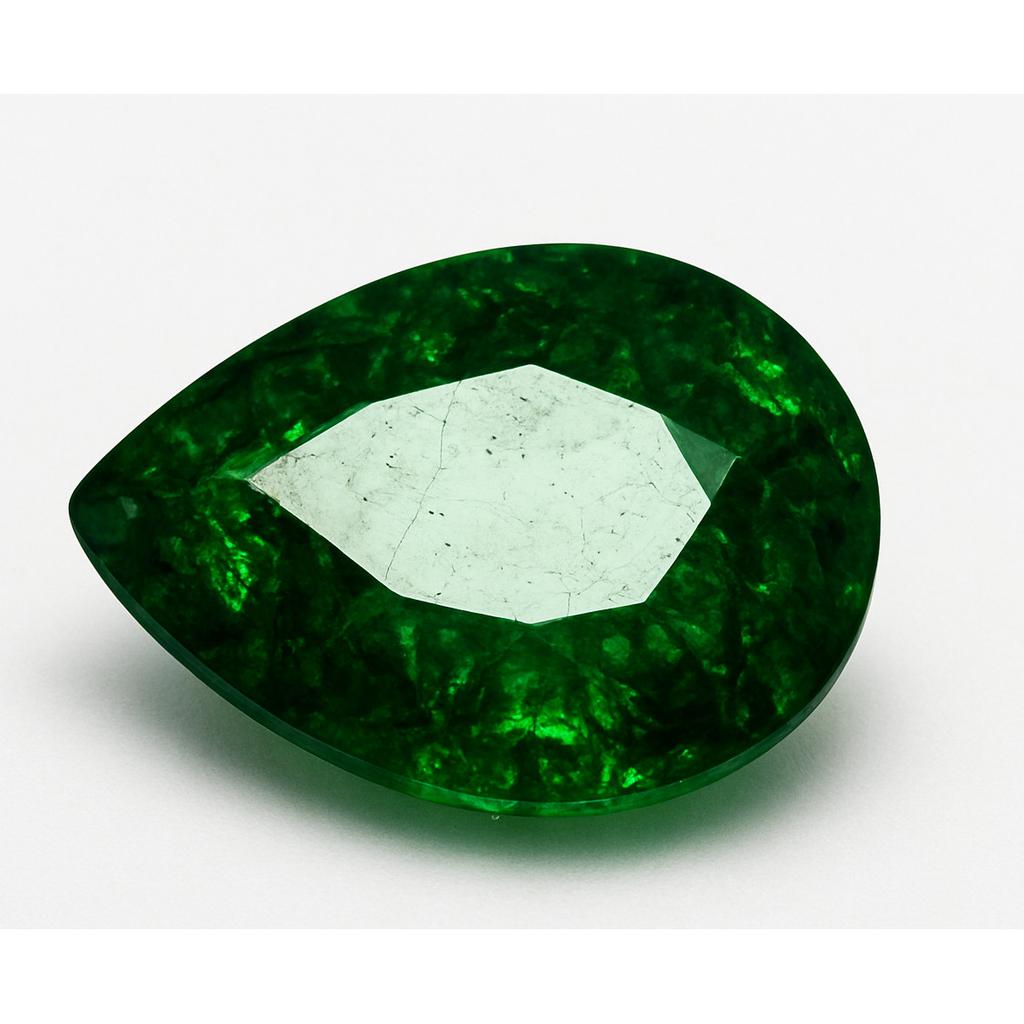 Natural Green Emerald Loose Gemstone 6.55 ct Pear Shape Colombian for Jewelry Making and Crafts