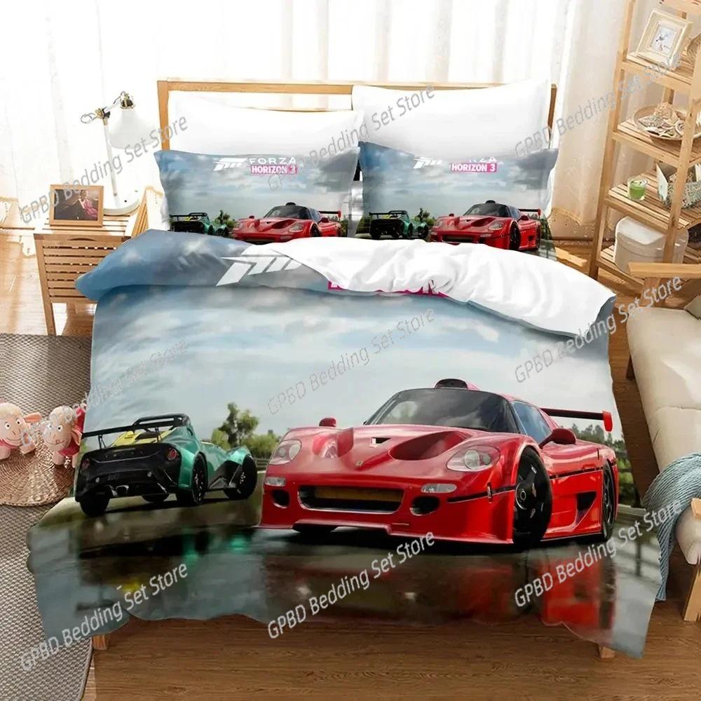 Набор пододеяльников 3D-печать 'Forza Sports Car' для мальчиков Односпальный Двуспальный Queen King Size Пододеяльник Наволочка Комплект постельного белья