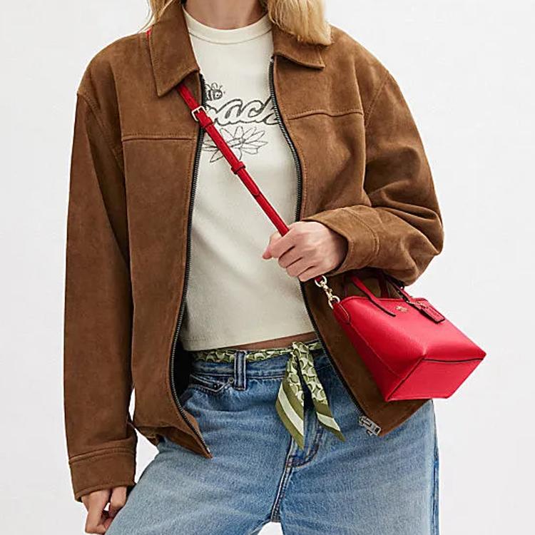 Coach City 15 Brand Logo Detachable Shoulder Strap Leather Tote Bag Shopping Bag Crossbody Handbag Mini Women tote Red CW031-IMUP7