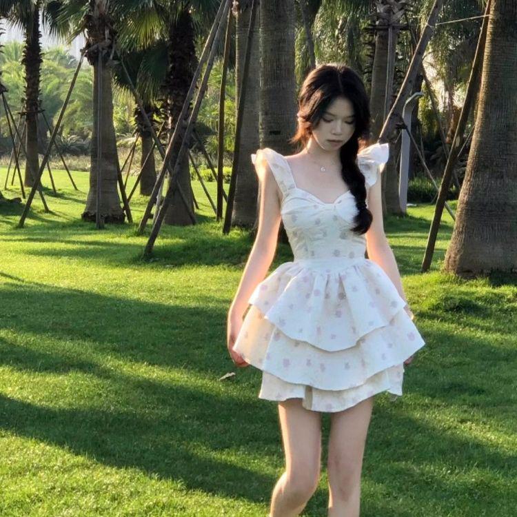 Летнее платье с цветочным принтом и рукавами-фонариками от French Sweet Hot Girl