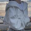 Women Hoodies Jacket Autumn Vintage Solid Color Zip Up Oversized Sweatshirts Harajuku Korean Version Long Sleeve Hooded Jackets Coat
