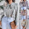 Women's Fall and Winter Casual Lace-up Ruffled Floral Chiffon Shirt