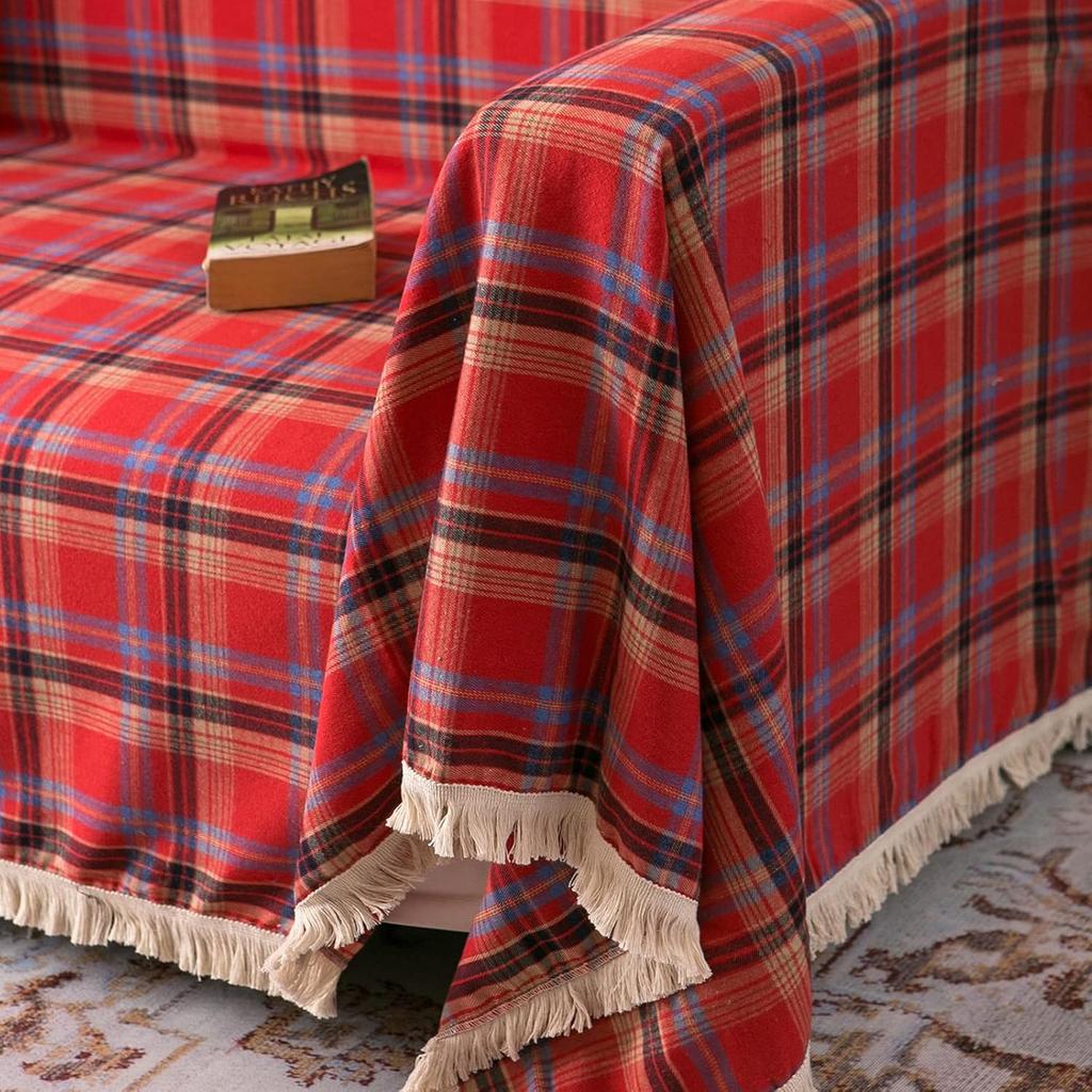 Чехол для дивана, современный клетчатый чехол для гостиной, защитный чехол для дивана, полотенце для рождественского украшения дивана, подушка для сидения