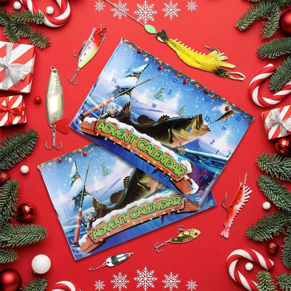 Fishing Advent Calendar 24Days Of Christmas Countdown Calendar With Fishing LuresSet For Fish Adult Men Teen Boys For Men Stocking Stuffers