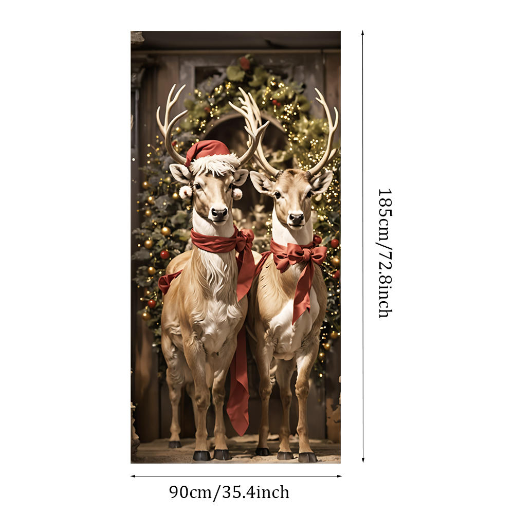 Christmas Tree Pattern Decoration 180x90cm 2025 Christmas Door Cover Banner Party Background Outdoor Porch Sign Can Customized