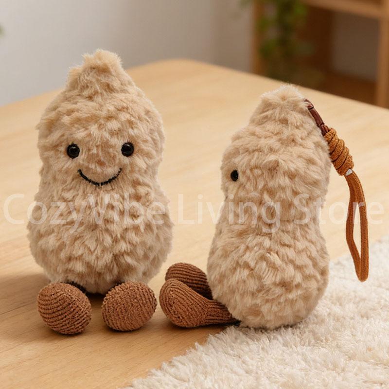Lovely Peanut Plush Toy Pendant Cute Stuffed Doll Birthday Holiday Gift for Women Kids Fun Bag Pendant Keychain Home Desk Decor