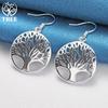 925 Sterling Silver Circle Tree Drop Earrings Jewelry