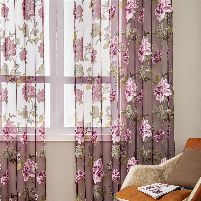 Topfinel Цветочные прозрачные оконные шторы для окон Роскошные прозрачные шторы для кухни Гостиная Панель для окон в спальне Люверс