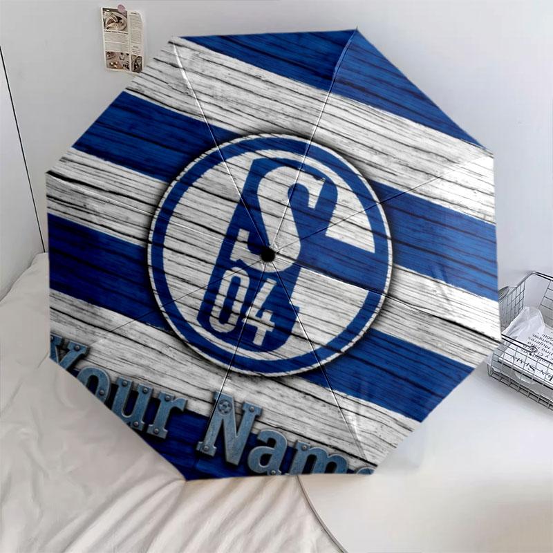 1 PC Automatic Folding Umbrella - FC Schalke 04 Custom Name Pattern, Portable & Foldable Design with 8 Ribs, Christmas Birthday Gifts