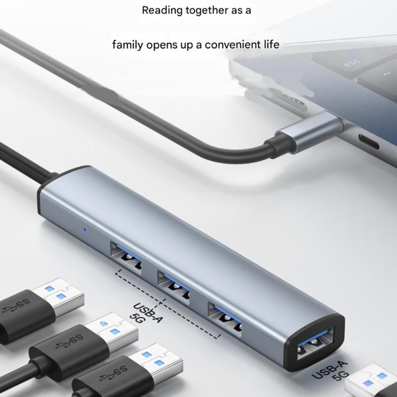 USB 3.0 Type-C Expansion Dock, 4 порта Super Speed 5 Гбит/с для ПК, мыши, клавиатуры, Plug and Play, портативный дизайн