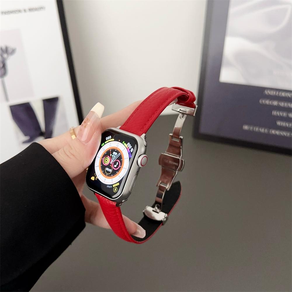 Тонкий кожаный ремешок для Apple Watch Ultra Band 49 мм серии 7 8 41/45 мм Correa 38/42 мм Браслет на запястье iWatch SE 6 5 4 3 40 мм/44 мм