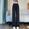 Ice Silk Slit Wide-leg Women Casual Slim Banana Straight-leg Sports Pants