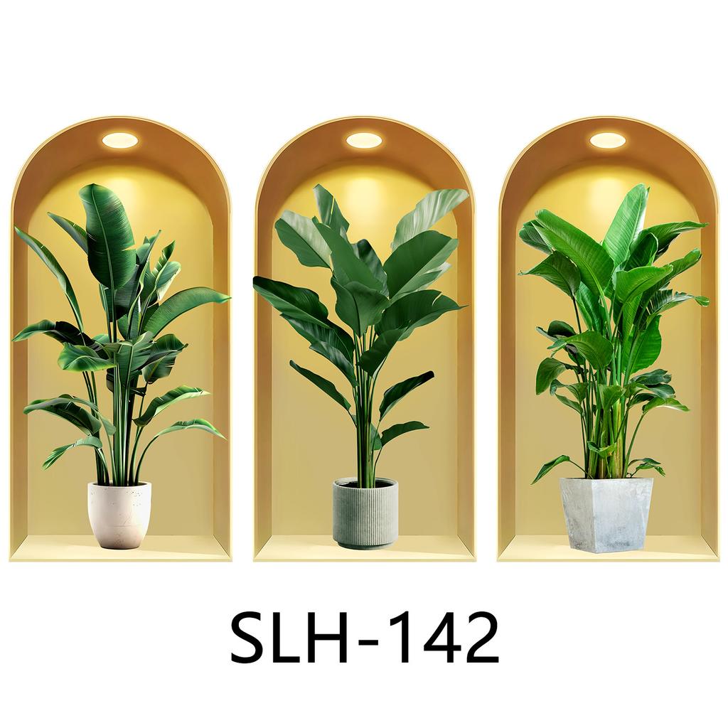 Набор из 3 шт. Наклейки на стену с растениями и цветами Сделай сам Наклейки из стекла в виде короны для декора гостиной, спальни, свадьбы Самоклеящиеся наклейки на холодильник