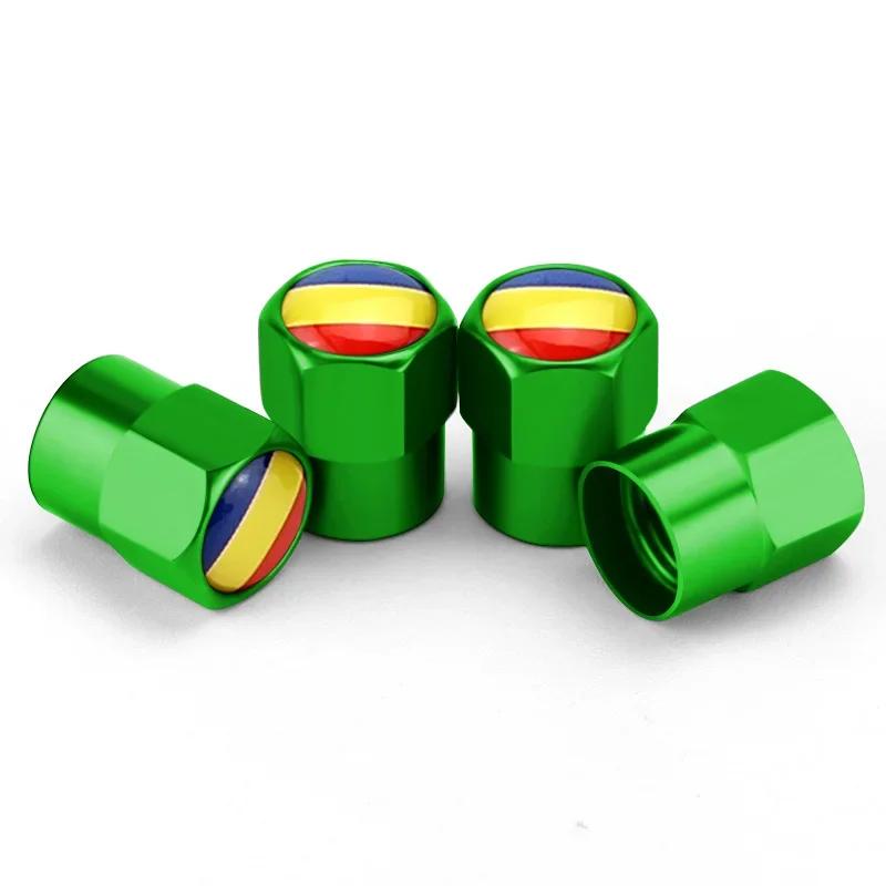 4PCS Romania Flag Car Wheel Tire Valve Caps Tyre Stem Covers for Honda Toyota BMW Nissan Volkswagen KIA Ford Hyundai Subaru