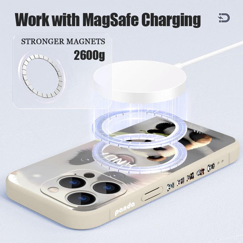 Чехол для iPhone 17 Pro Max Милый рисунок Маленький Панда Магнитный Для Magsafe Силиконовый Чехол Для iPhone 16 Pro Max Funda iPhone 15 14 13 12 11 16E Air