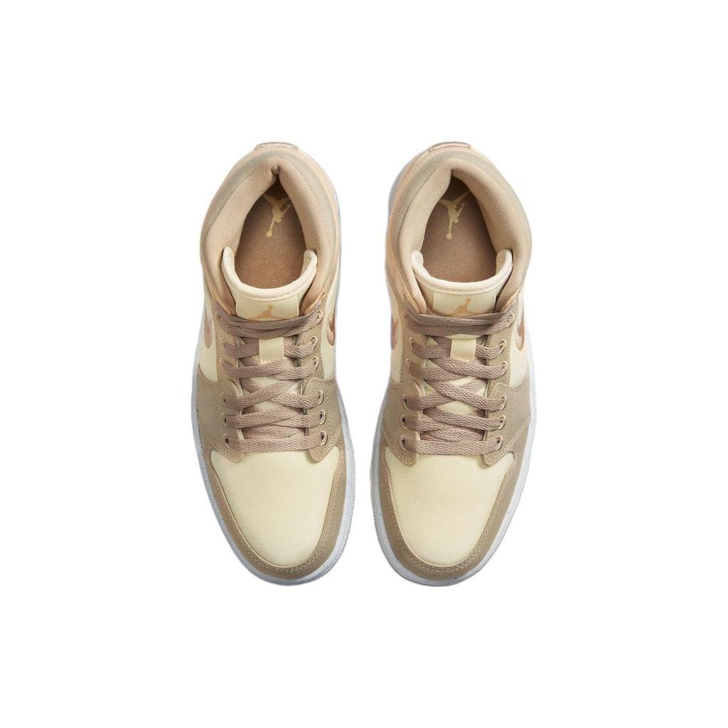 Air Jordan 1 Mid SE Muslin Canvas Women Sneakers Tan Celestial-Gold Sail DV0427-102