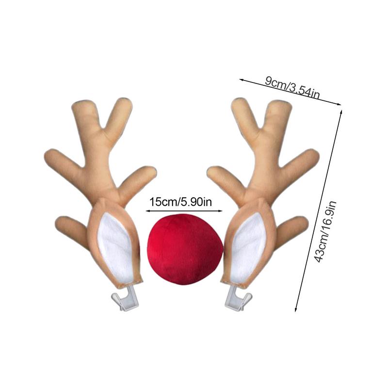 Автомобильные рождественские украшения из рогов оленя, комплект рожков оленя для автомобиля, рождественские рога лося для праздничной атмосферы, внешние аксессуары для автомобиля