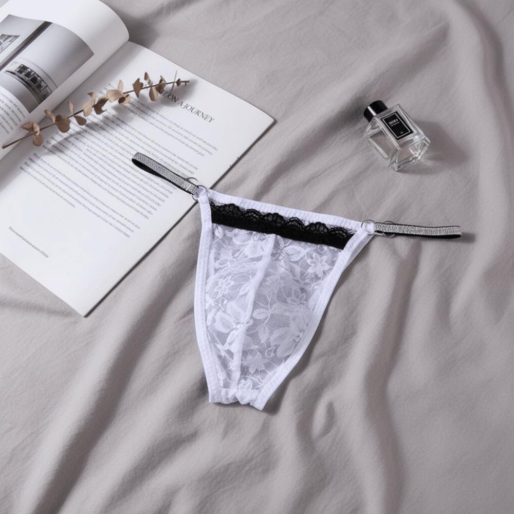 Low Waist Men Lace Hollow Thongs Underpants Male Briefs Comfortable Men's Sheer Lace Panties Men