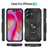 For iPhone 16 Case PC+TPU Phone Cover with Rotary Ring Kickstand