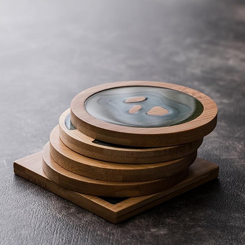 Озеро Морской Стиль Смола Бамбуковая Чайная Подставка, Креативная Подставка для Напитков, Изоляционная Подставка для Стола, Термостойкая Подставка