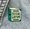 New Enamel Pin Book Worm Bookworm Book Love Metal Pin Gift Birthday 1pc