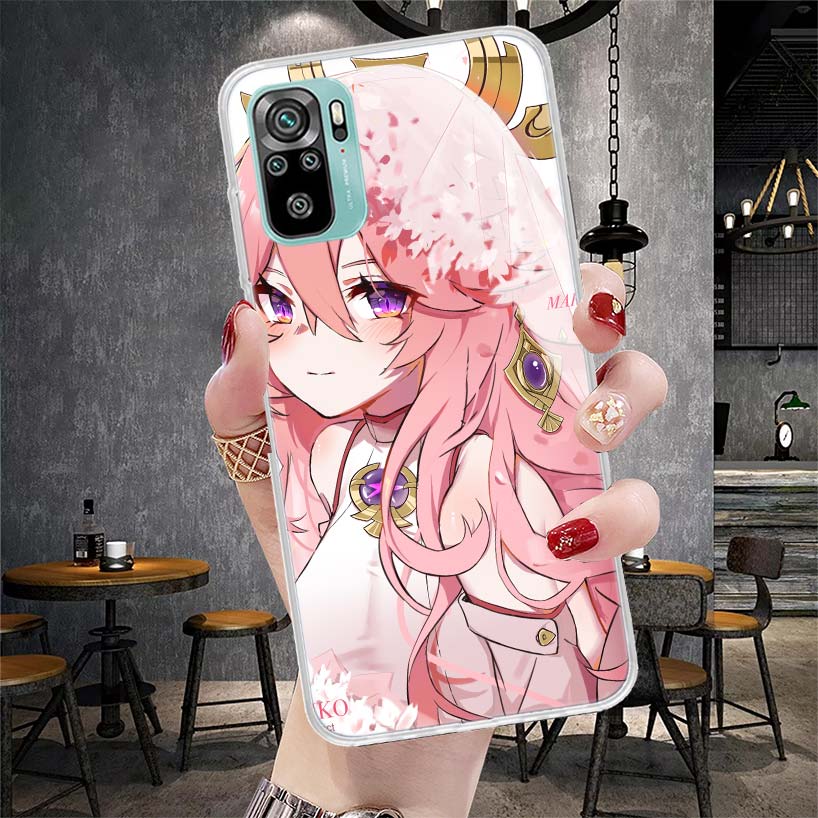 Yae Miko Genshin Impact Phone Case For Xiaomi Redmi Note 13 14 15 Pro Plus 12S 12 14S 11S 11E 10 10S 11 11T 5G 4G Cover Coque Re