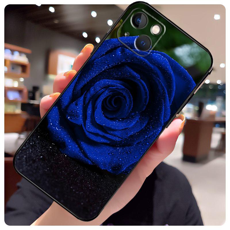 Синий художественный чехол с розой для iPhone 13 Pro Max 16 15 11 12 14 17 Pro Max mini 15 16 Plus 16e 17 Air Чехол для телефона