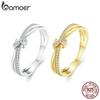 Bamoer 925 Sterling Silver Double Layer Knot Finger Ring Stackable Rings for Women Original Design Fine Jewelry