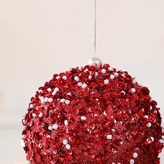 4 Pcs Christmas Ball Ornaments Glitter Sequin Shatterproof Foam Balls Decoration with Faux Pearl for Xmas Wedding Party Holiday Decor