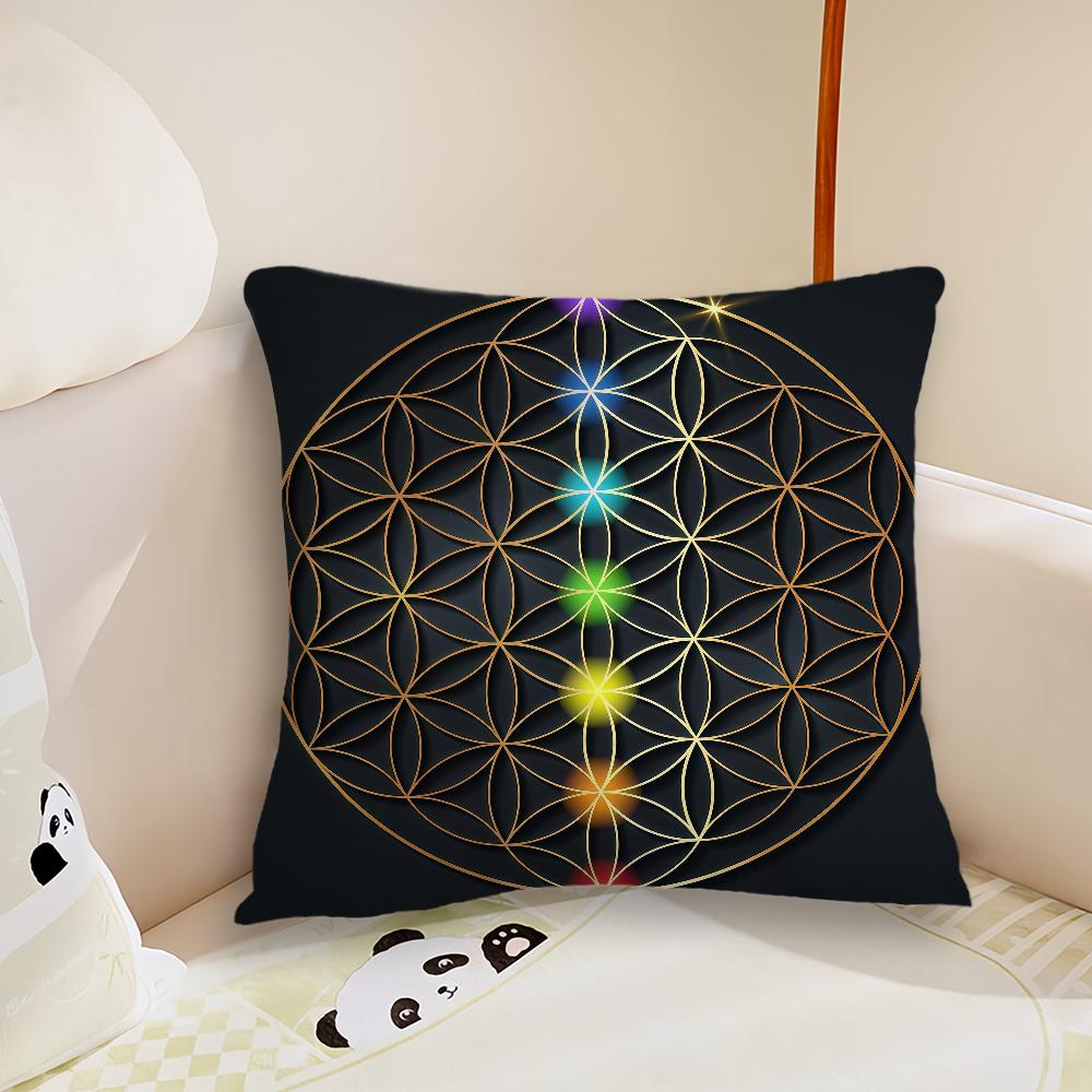 cushion cover Plush Fabric Soft Double Sided Print Sofa Funny Chakra Cushion Cover Throw Rainbow Pillow Covers