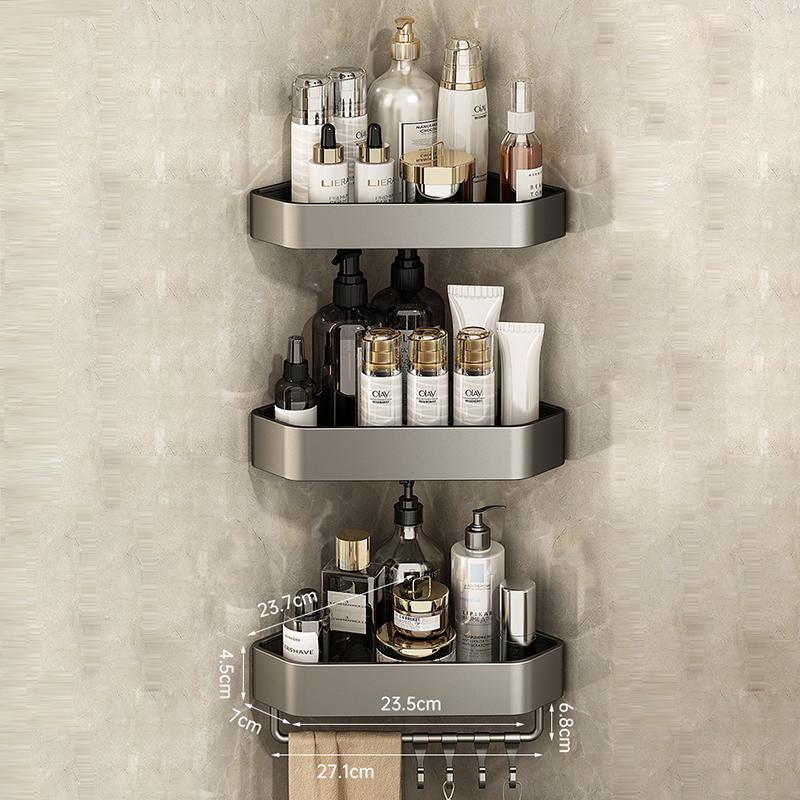 Аксессуары для ванной комнаты 2/3/4-слойная вешалка для полотенец Хранение туалетных принадлежностей Полка для ванной комнаты Серая настенная полка для унитаза Алюминий