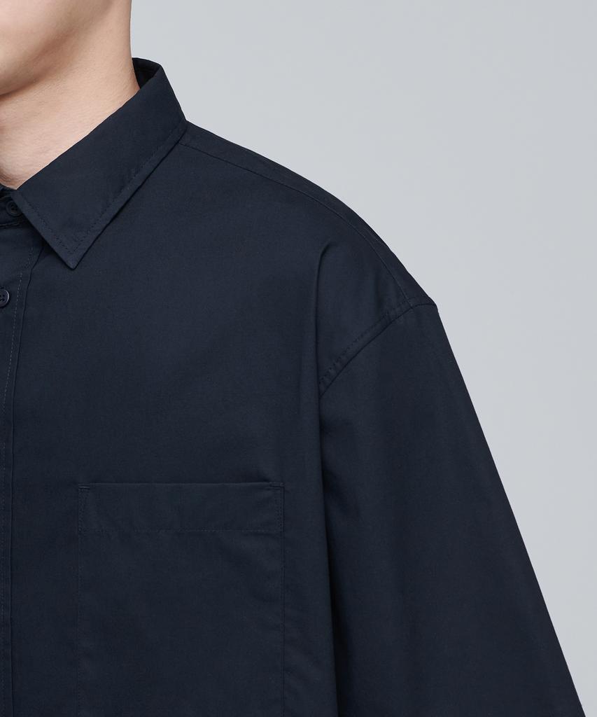MUSINSA STANDARD Oversized Poplin Short Sleeve Shirt [Navy]