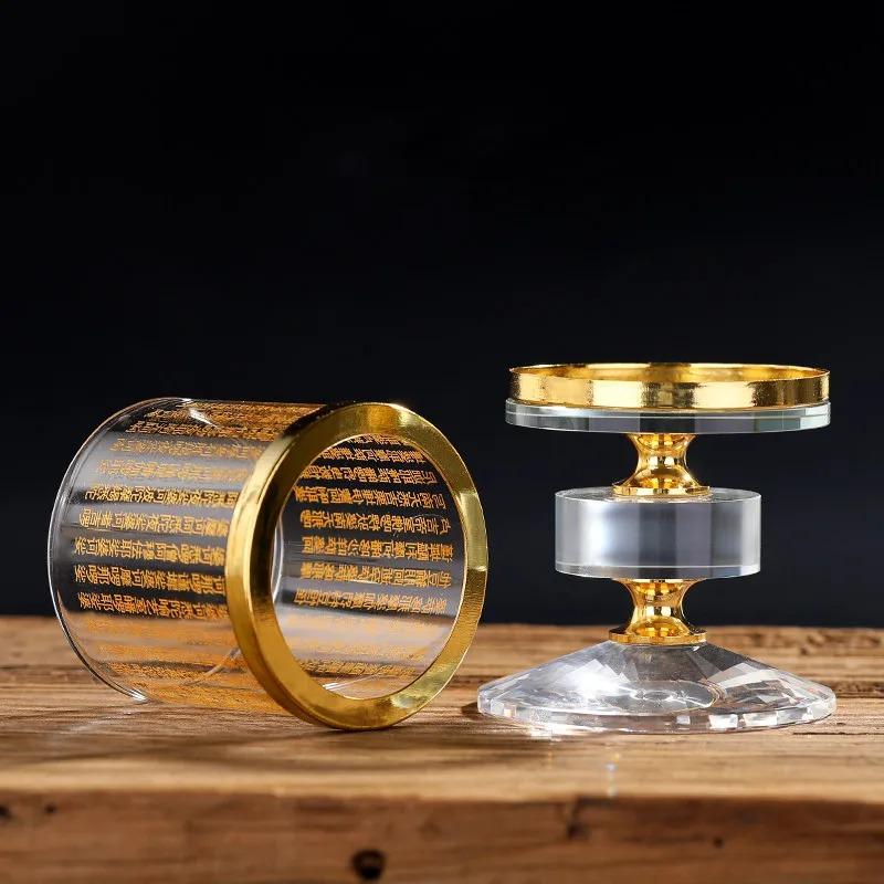 Buddhist Supplies Crystal Candle Holder Ornaments Windproof Lampshade Buddha Hall for The Buddha Candle Holders Decoration