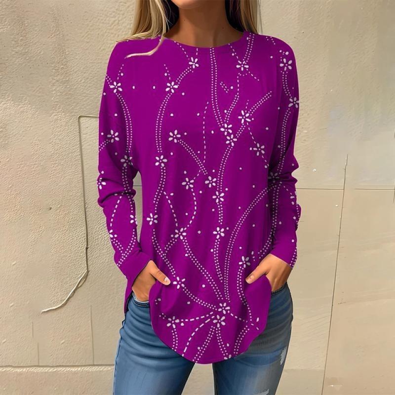 Women's 3d Print Autumn Long Sleeve Tops Women's T-Shirt O-Neck Oversized Ladies Clothin