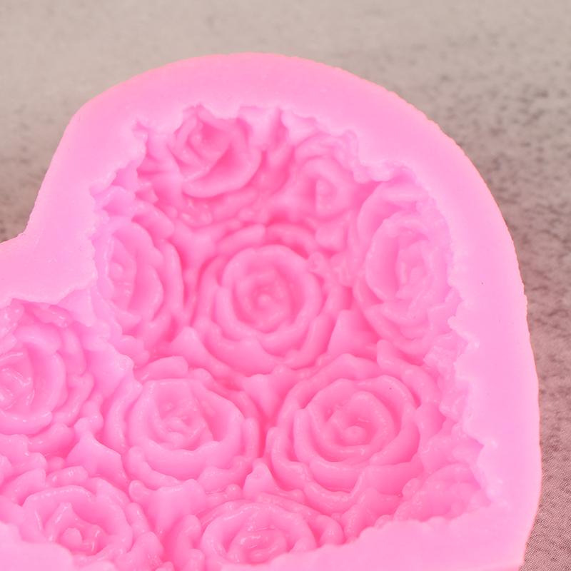 1Pc Heart Rose Flowers Shape Silicone Mould Diy Fondant Chocolate Soap Mold Candle Polymer Clay Molds Crafts Base Tool
