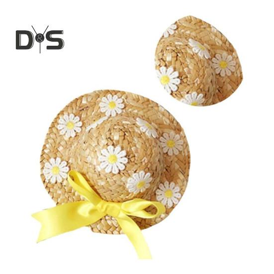 Мини-соломенные шляпы Миниатюрная соломенная шляпа ручной работы Вязаная ковбойская шляпа Кукольный домик Аксессуары для кукол Поделки Крыльцо Гусь