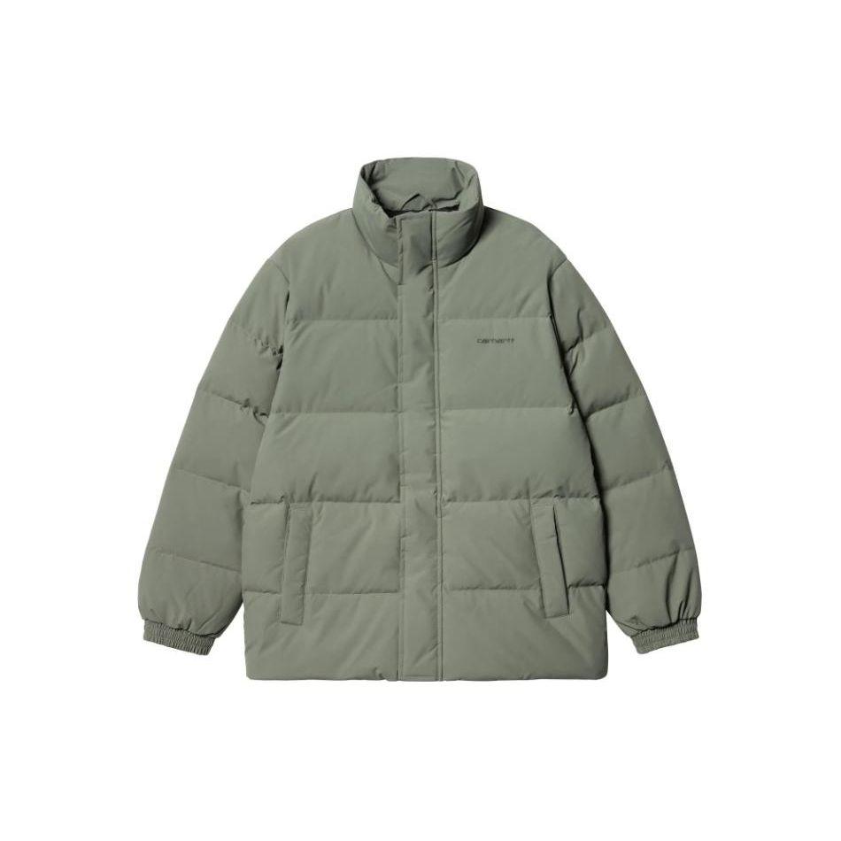 Carhartt WIP Однотонная хлопковая куртка на молнии с воротником-стойкой и спущенным плечом Мужские куртки Зеленая I029450-0FY