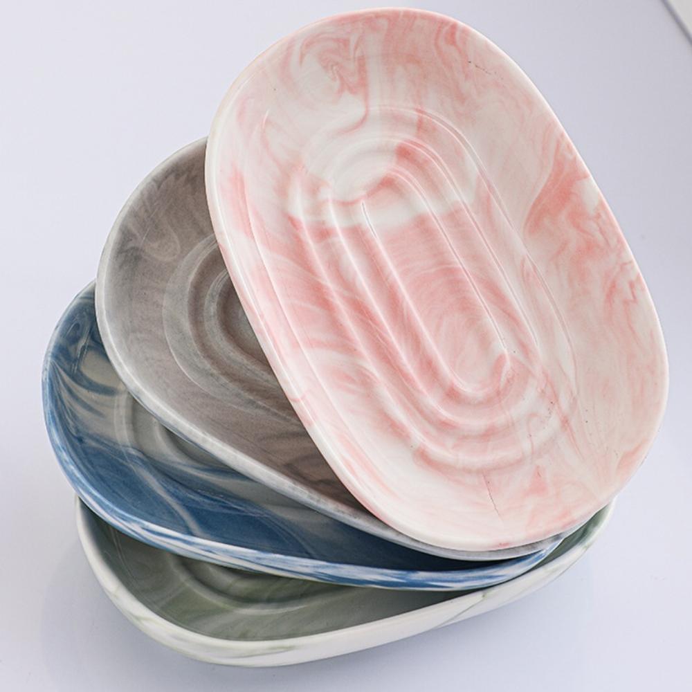 Nordic Style Soap Box Ceramic Drain Soap Box Practical Marbling Soap Saver Bathroom