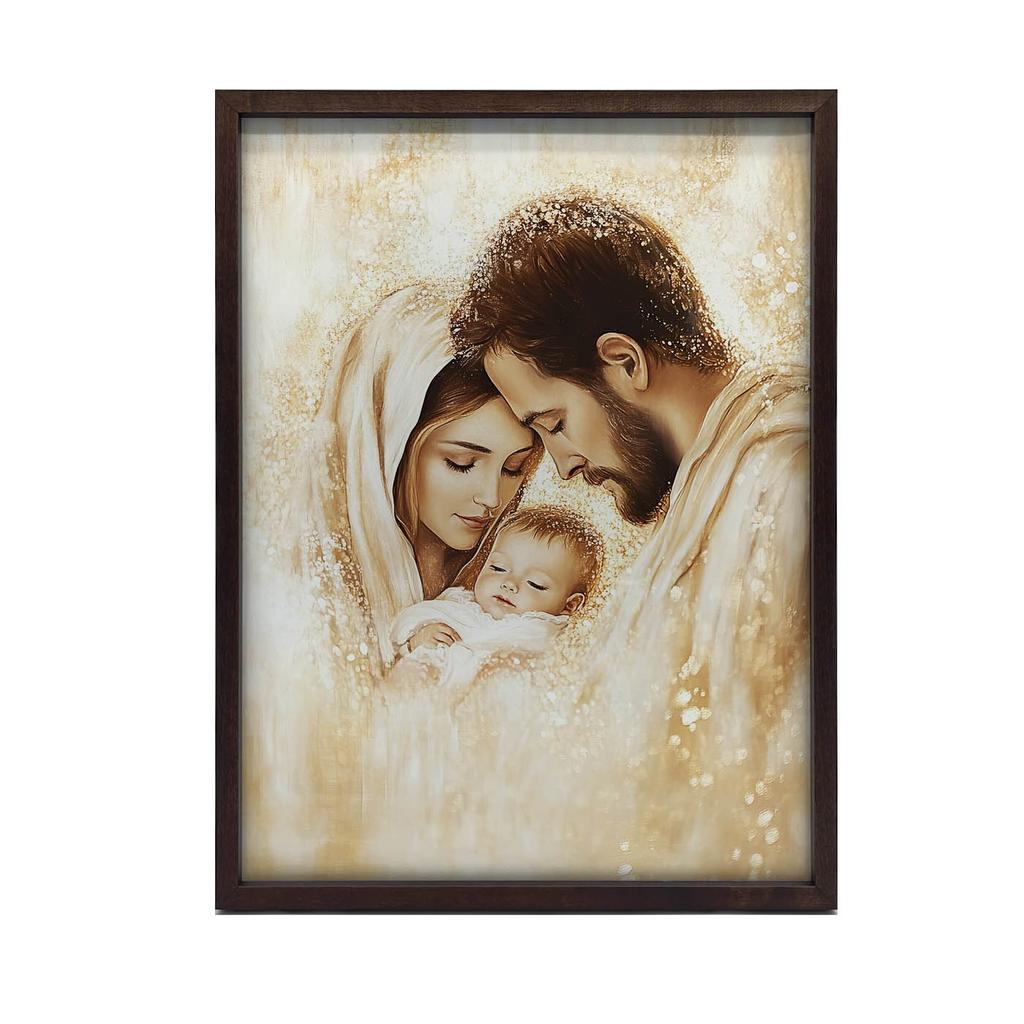 Poster Holy Family In Golden Glow Poster Holy Family In Golden Glow, 50X70 Cm, Gold Aluminum Frame, 230 Gsm Matte Paper