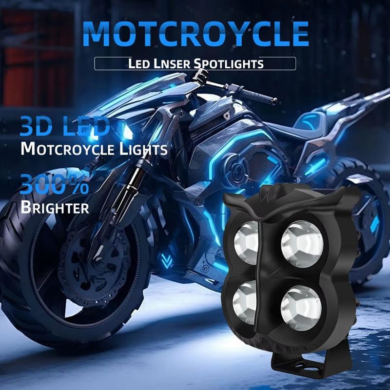 Motorcycle Headlight LED Spot Light Owl Shape 4 Light Modes 12V-80V Dual Color White Yellow Strobe Fog Light Motorbike Lamp