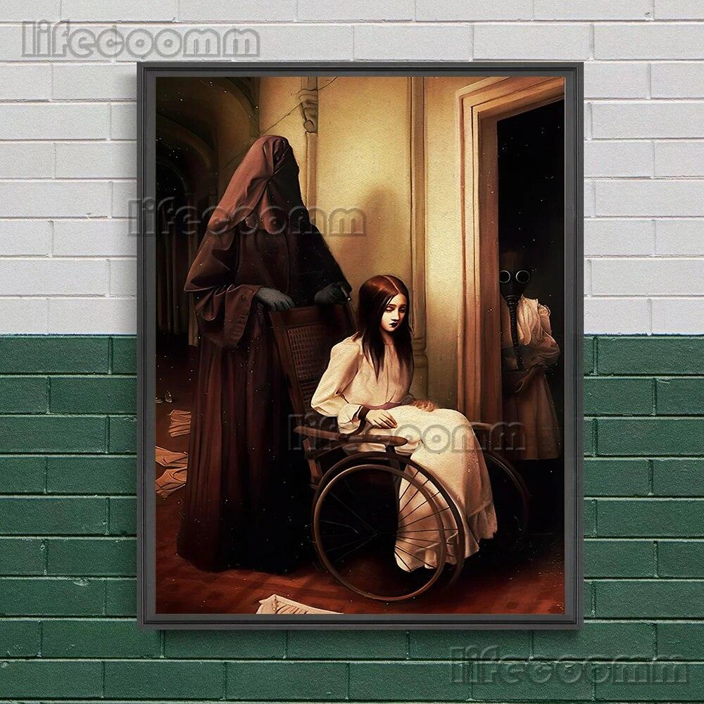 Жуткая готическая девушка в винтажном стиле, настенная живопись на холсте, бабочка, невеста и паук, леди, художественный постер и принт для декора гостиной, без рамки