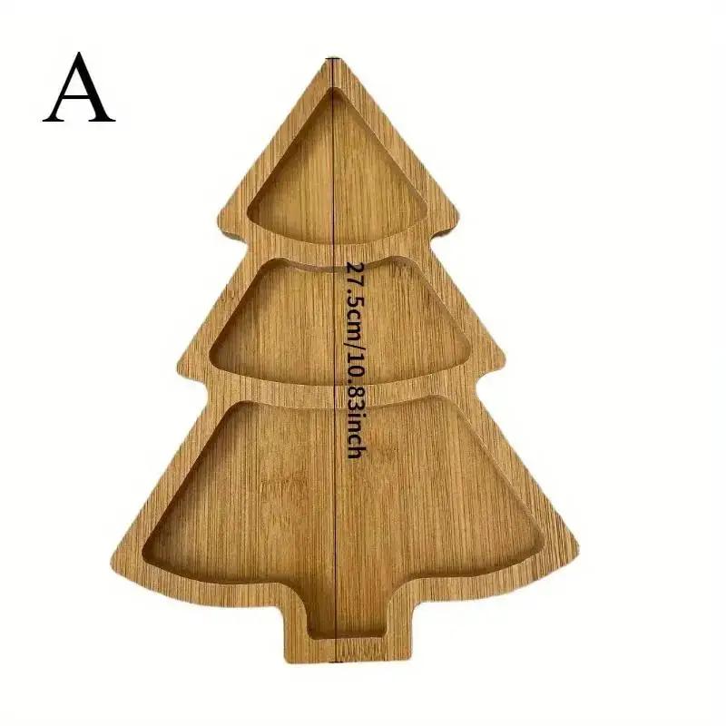 Christmas Tree Shaped Wooden Tray Christmas Creative Tableware Dried Fruit Snacks Home Wooden Tray Fruit Plate Fast Food Plate