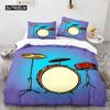 Drum Kit Duvet Cover Set Classical Music Comforter Cover Musical Instrument Lightning Pattern Quilt Cover for Kids Boys Teens