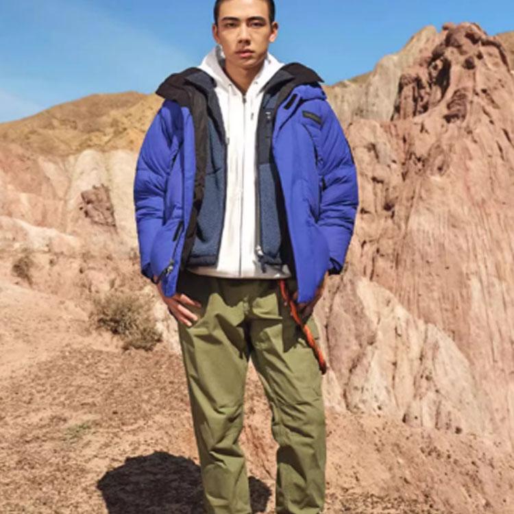 Timberland Color Block Windproof Warm Hooded Down Jacket Men Jackets Bright-Blue A2N68-G58